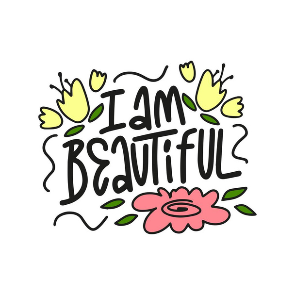 Handwriting phrase I'M BEAUTIFUL for postcards, posters, stickers, etc. - Vector, Image