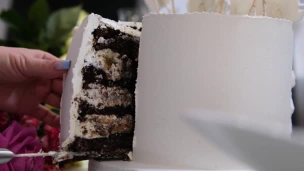 Jégkrém torta alapvető összetevői a csokoládé és tejszín. Kiváló minőségű FullHD felvételek - Felvétel, videó