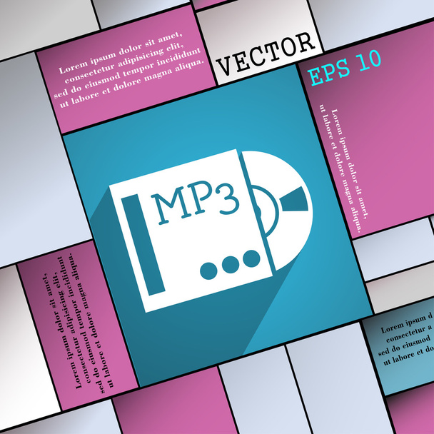 símbolo de ícone mp3 player Projeto web moderno plano com sombra longa e espaço para o seu texto. Vetor
 - Vetor, Imagem