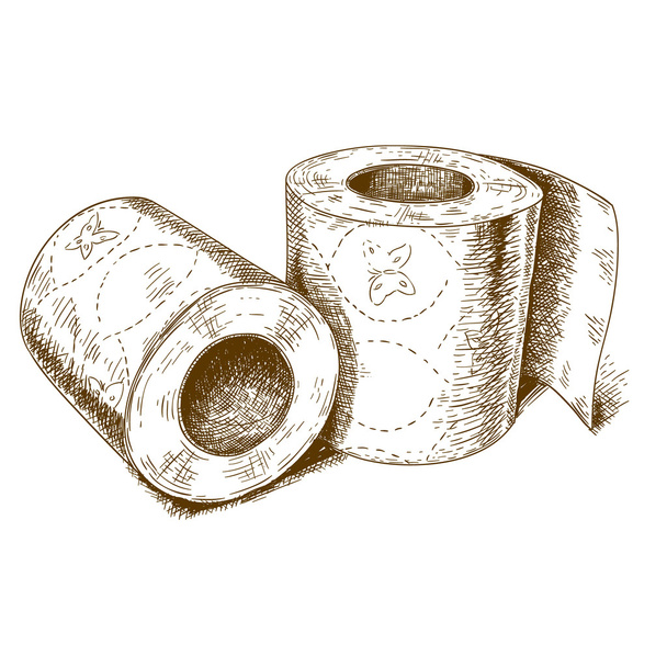 engraving antique illustration of toilet paper - Vector, Image