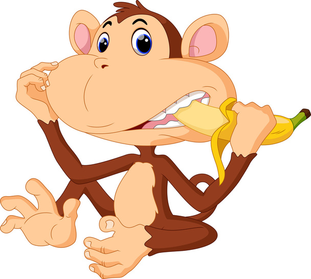 Scimmia mangiare banana cartone animato
 - Vettoriali, immagini