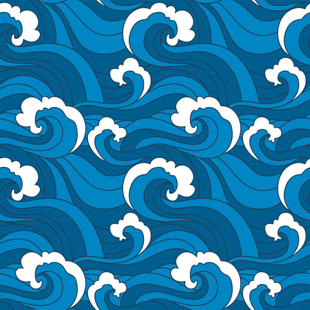 Patrón clásico japonés de onda de tormenta Vector sin costura - Vector, Imagen