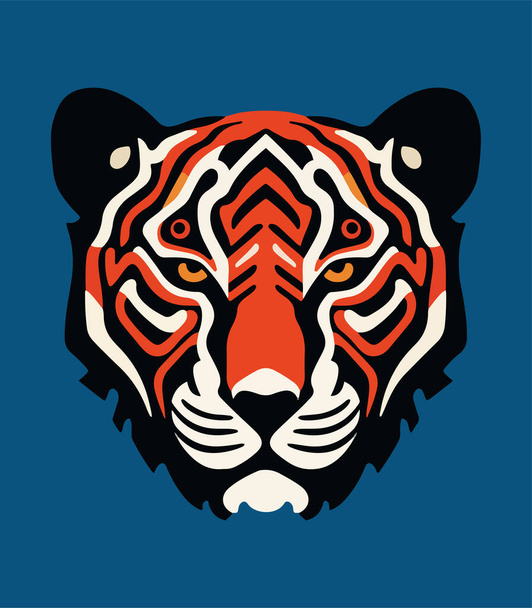 Tiger Head Decorative Lino Stencil Style Graphic - Photo, Image