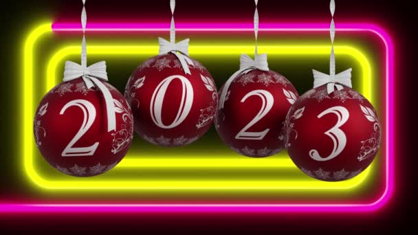 Film. 3D-Illustration. Neujahr 2024. Silvester 2024 Weihnachtsdekoration kündigt das neue Jahr an. 2024 löst 2023 ab. - Filmmaterial, Video