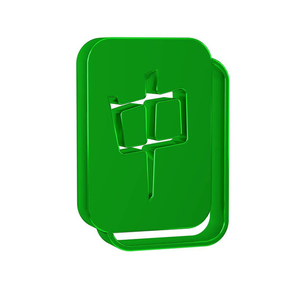 Green Mahjong pieces icon isolated on transparent background. Chinese mahjong red dragon game emoji.  - Photo, Image
