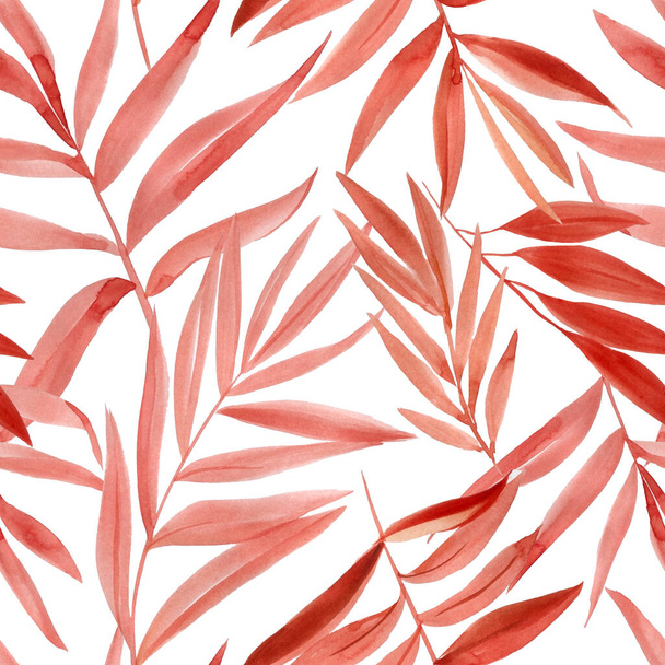 Summer leaves pattern watercolor, tropical pattern for textiles and decoration. Hand drawn painted plants. . High quality illustration - Photo, Image