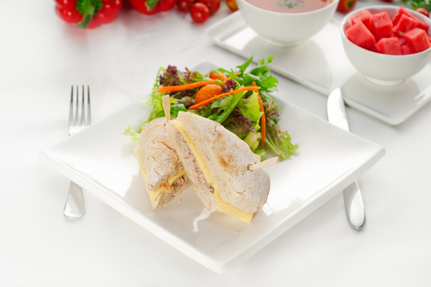 σάντουιτς τόνου και τυρί με σαλάτα - Φωτογραφία, εικόνα