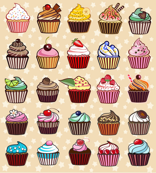 different colorful delicious cupcakes - Vector, Image