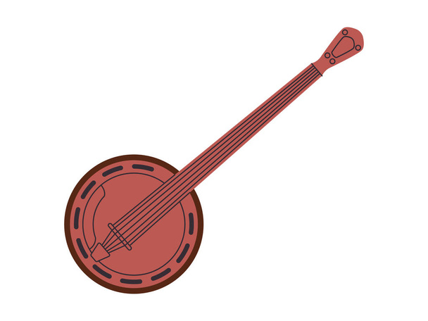 barna színű bendzsó bluegrass hangszer játszani hang ritmus népzene hagyományos felszerelés vektor - Vektor, kép