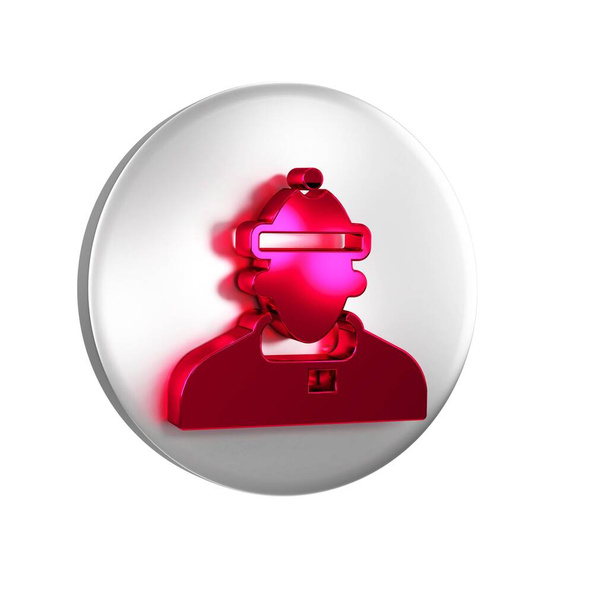 Red Autumn clothes icon isolated on transparent background. Silver circle button. - Photo, Image