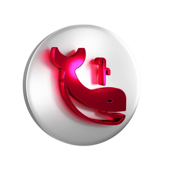 Піктограма червоного кита ізольована на прозорому фоні. Кнопка " Срібне коло ". - Фото, зображення