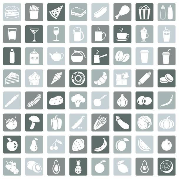 Set of 64 Food Icons - Vector, Image