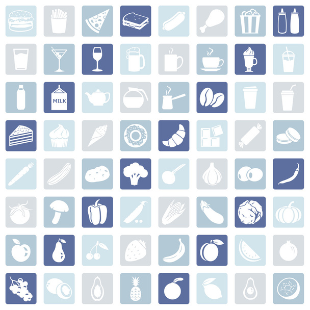 Set of 64 Food Icons - Vector, Image