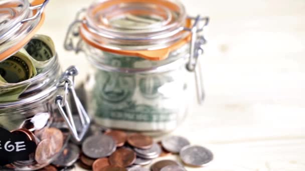 Saving money into glass jar - Footage, Video
