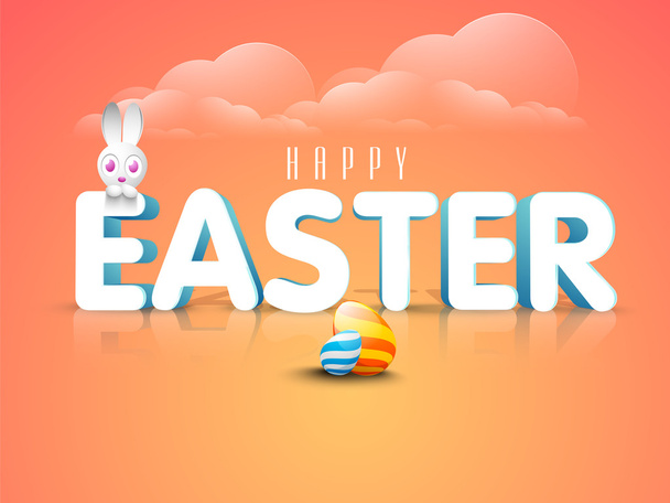 Happy Easter celebration with 3D text. - Vector, imagen