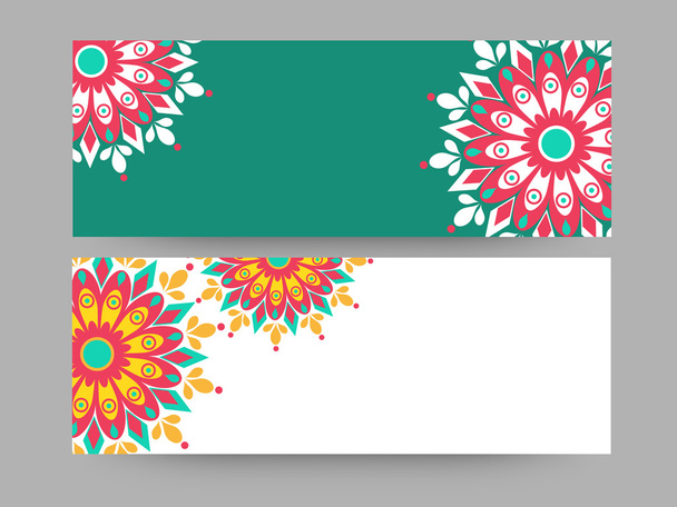 Floral website header or banner set. - Wektor, obraz
