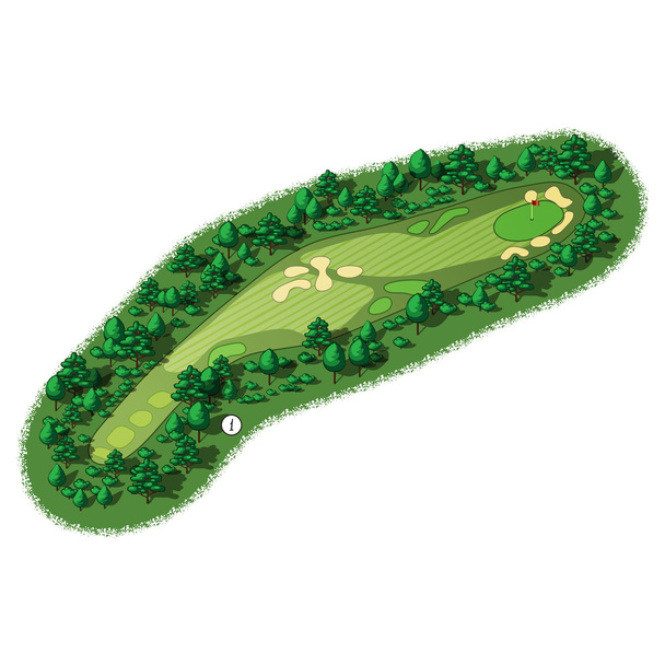 Vector golfbaan gat luchtfoto isometrische weergave - Vector, afbeelding
