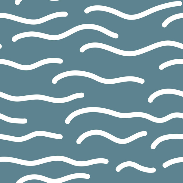 Zökkenőmentes hullámminta. Kézzel rajzolt víz tenger Modern háttér. Wavy Beach ecsetvonás. Göndör festék vonalak. Tengeri digitális papír. - Fotó, kép