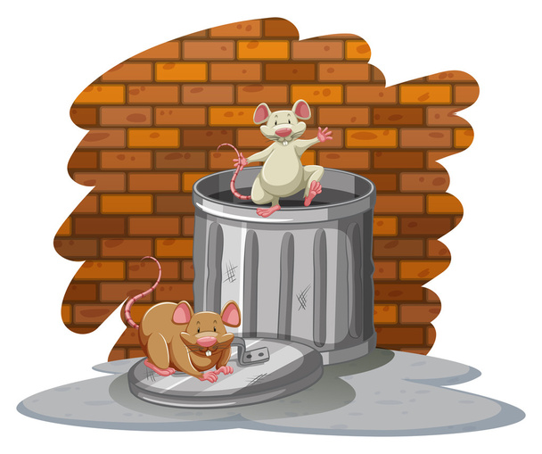 Ratti che giocano con il cestino
 - Vettoriali, immagini