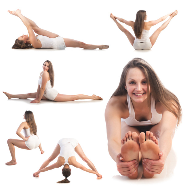 Woman doing stretching exercises - Fotoğraf, Görsel