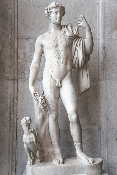 Statue of  naked Apollone with a cat, Rome, Italy - Photo, Image