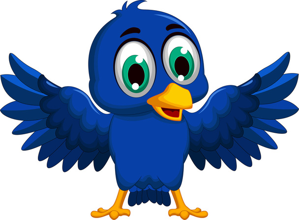 A blue bird cartoon character - Vector, Image