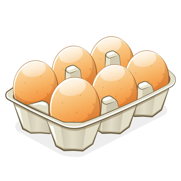 Illustration of eggs box on white background - Vector, Image