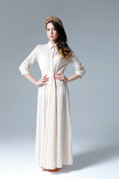 Woman white dress - Фото, изображение
