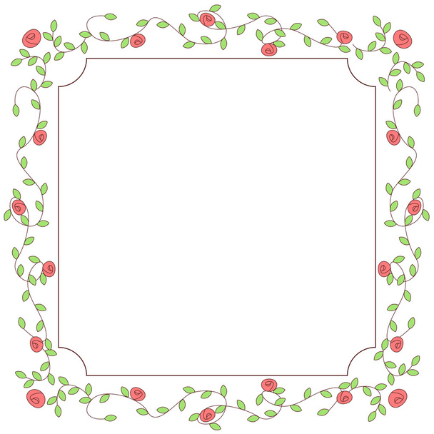 Roses floral frame - Vector, imagen