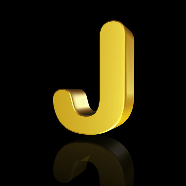 Gold letter J in 3D - Zdjęcie, obraz