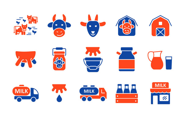 Ensemble d'icônes vectorielles de lait. Produits laitiers signe. Symbole graphique pour la conception du site Web et des applications de cuisine, logo, application, interface utilisateur - Vecteur, image