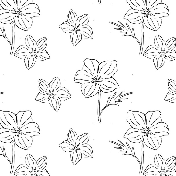 Μονόχωμα λουλούδια Καλιφόρνια Poppy αδιάλειπτη μοτίβο. Εικονογράφηση διάνυσμα χρησιμοποιήσιμη για ύφασμα, ύφασμα, διακόσμηση κουζίνας, αφίσα, κάρτα.  - Διάνυσμα, εικόνα