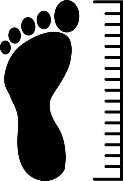 Kare ölçüsü ayak boyutu ikonu. Çıplak ayak ölçme işareti. Kare ölçü ayakkabı numarası sembolü. düz biçim. - Vektör, Görsel