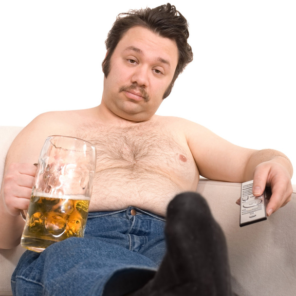Overweight man with a beer glass - Fotó, kép