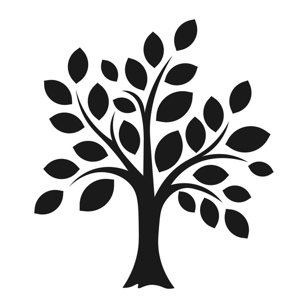 Δέντρο με φύλλα απλό εικονίδιο για το web και το λογότυπο σε επίπεδη στυλ - Διάνυσμα, εικόνα