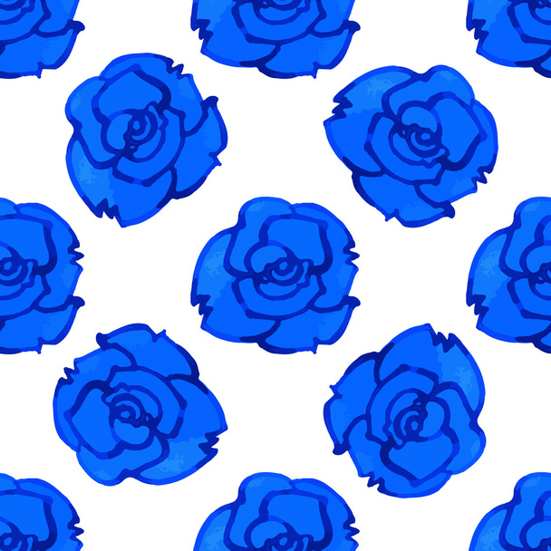 Vector seamless pattern with blue rose. Watercolor graphical texture background. - Вектор, зображення