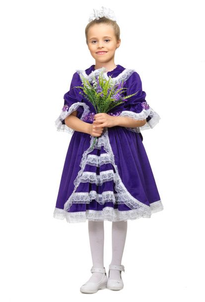 Little girl in blue dress - Foto, Imagem
