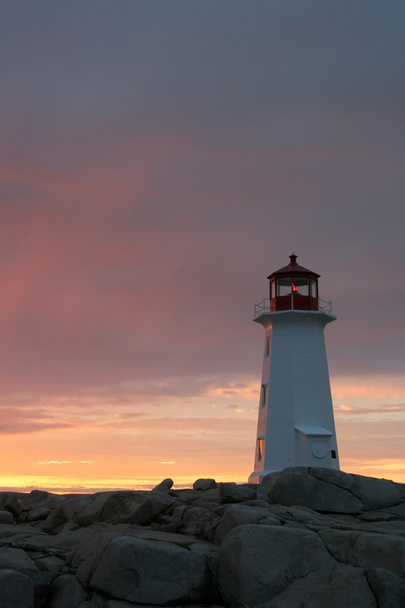 Peggy's Cove Lighthouse at Sunset - Photo, Image