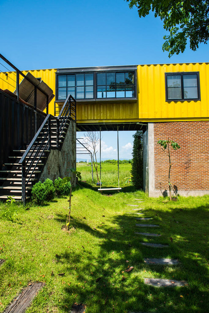 Container house with swing in Thai country, Thailand. - Photo, Image