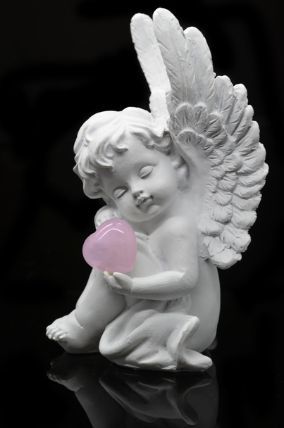Krásný bílý anděl se srdcem růženínu - Fotografie, Obrázek