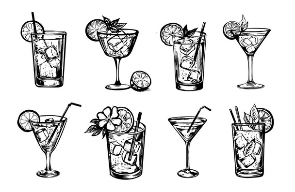 Illustrazione disegnata a mano del cocktail, vettore. - Vettoriali, immagini