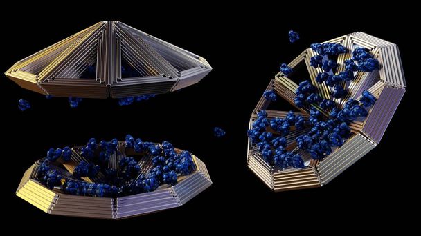 Las representaciones 3D de la tecnología de origami de ADN han demostrado la capacidad de encapsular partículas de virus enteras, creando trampas de virus moleculares. - Foto, Imagen