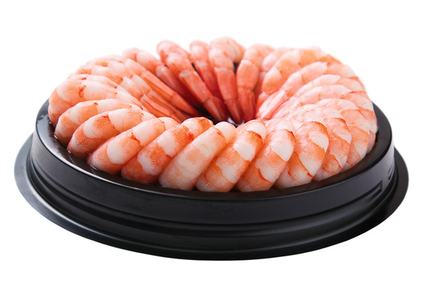 Anel de camarão em prato de plástico
 - Foto, Imagem