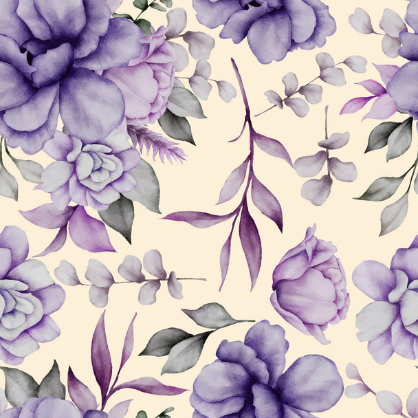 hand painted watercolor pressed flowers pattern - Vector, Image
