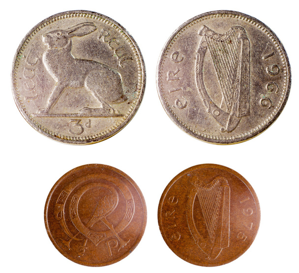 дві старі рідкісні ірландські монети
 - Фото, зображення