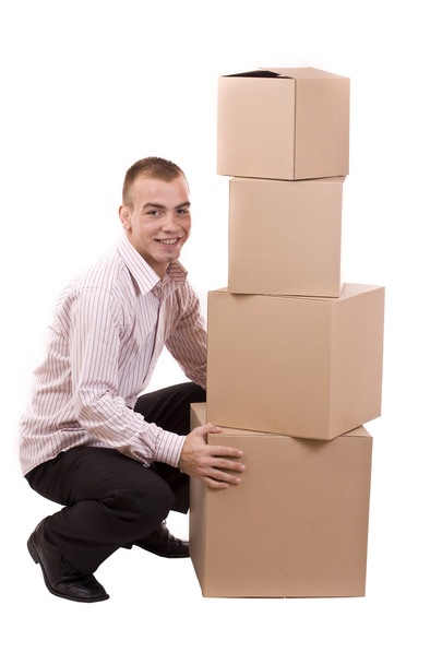 Man lifting cardboard - Photo, Image