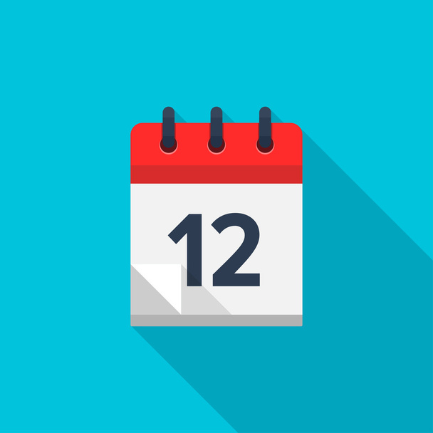 Flat calendar icon. Date and time background. Number 12 - Vector, Image
