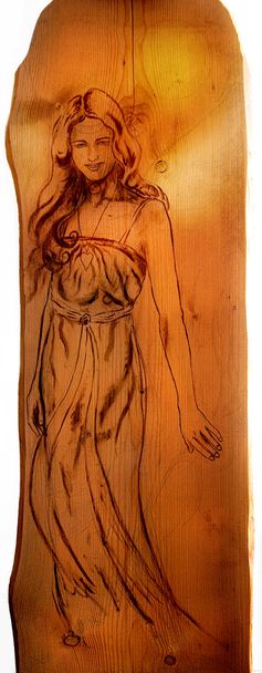 Ангел-жінка Сепія картина на дереві, ізольована на білому тлі, з відсічним контуром
 - Фото, зображення