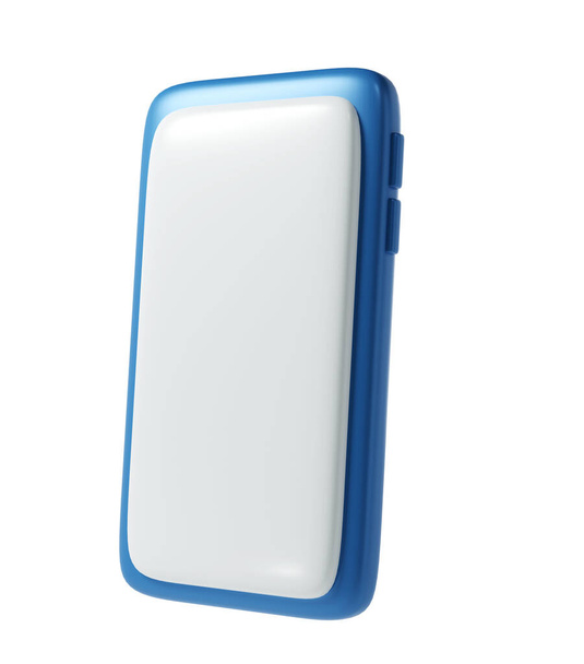 3D Render синій значок смартфона макет з порожнім білим екраном на білому тлі ілюстрації. Милий елемент для подарунка, дня народження або банера. - Фото, зображення