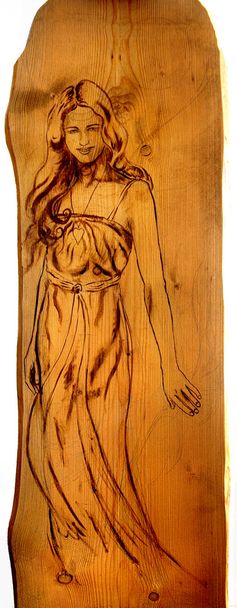 Ángel mujer sepia pintura sobre madera
 - Foto, Imagen